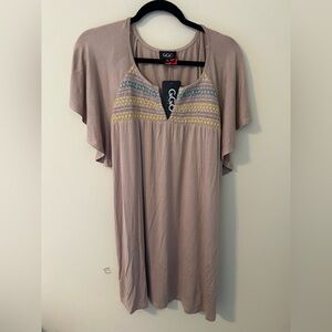 Women's Taupe Top with Embroidered Detail